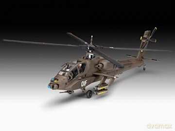 Helikopter do sklejania 1:144 63824 AH-64A Apache + 3 farbki, pędzelek, klej