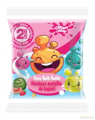 CHLAPU CHLAP Dwukolorowa Musująca Pastylka do kąpieli - malina i arbuz 1 szt