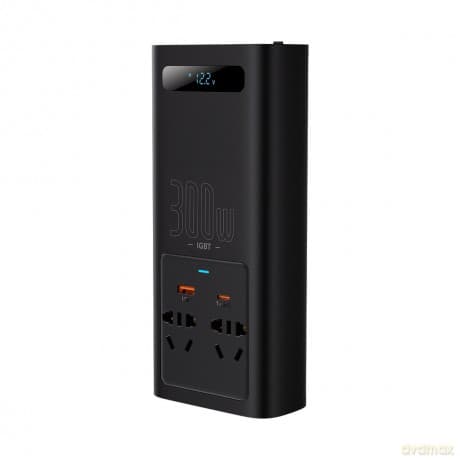 Baseus IGBT samochodowa przetwornica inwerter prądu 300W 220V (wtyczka CN/EU) czarny (CGNB010101)
