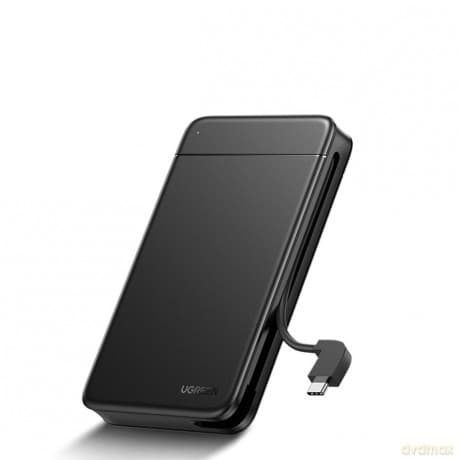 Ugreen kieszeń obudowa dysku SSD / HDD 2.5'' SATA wbudowany kabel USB-C czarny (CM352)