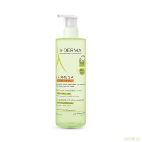 A-DERMA Zvláčňující mycí gel 2 v 1 pro suchou pokožku se sklonem k atopickému ekzému Exomega Control (Emollient Cleansing Gel) 500 ml