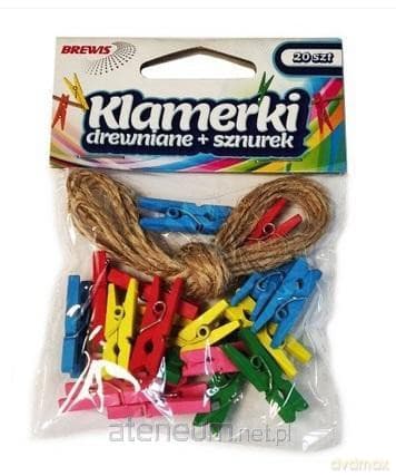 Klamerki + sznurek kolorowe 20 szt