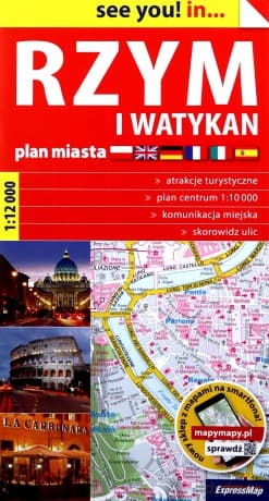 Rzym i Watykan; papierowy plan miasta 1:12 000
