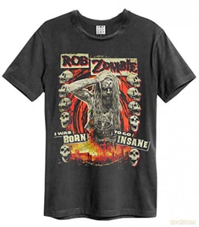 Rob Zombie: Rob Zombie - Born Insane Amplified Large Vintage Charcoal T Shirt