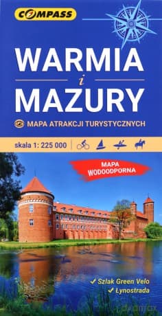 Mapa atrakcji turystyczna - Warmia i Mazury 1:225 000 lam