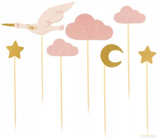 Dekoracje do muffinek Bocian 11-12 cm 7 szt