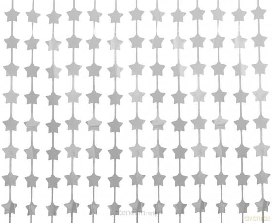 Kurtyna B&C gwiazdki matowa srebrna 100x200 cm