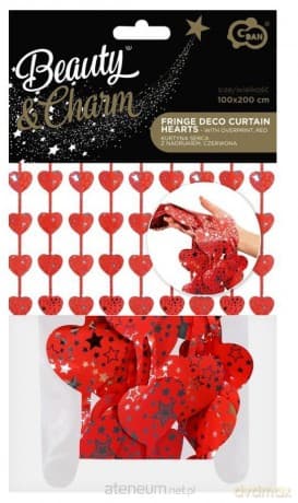 Kurtyna B&C serca czerwone nadruk 100x200 cm