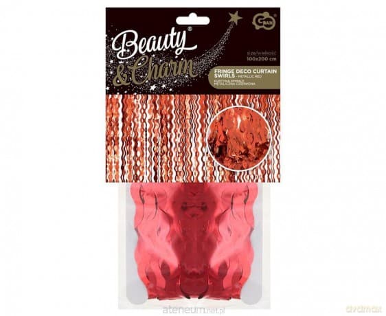 Kurtyna spirale metaliczna czerwona 100x200 cm