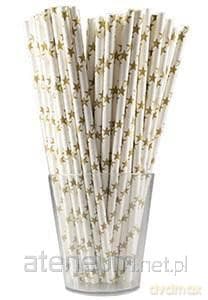 Słomki papierowe gwiazdki złote 12 szt