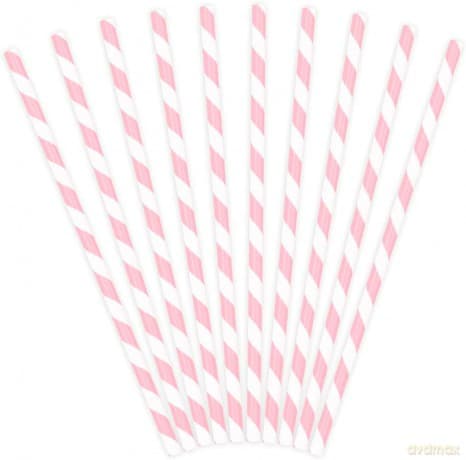 Słomki papierowe rożowe 9,5 cm 10 szt