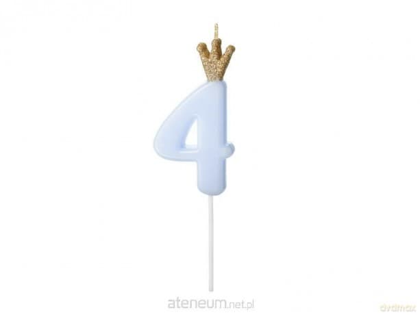 Świeczka urodzinowa 4 jasny niebieski 9,5 cm