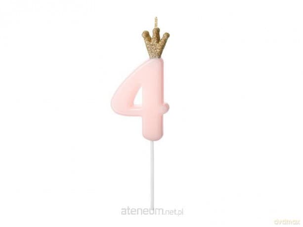 Świeczka urodzinowa 4 jasny różowy 9,5 cm