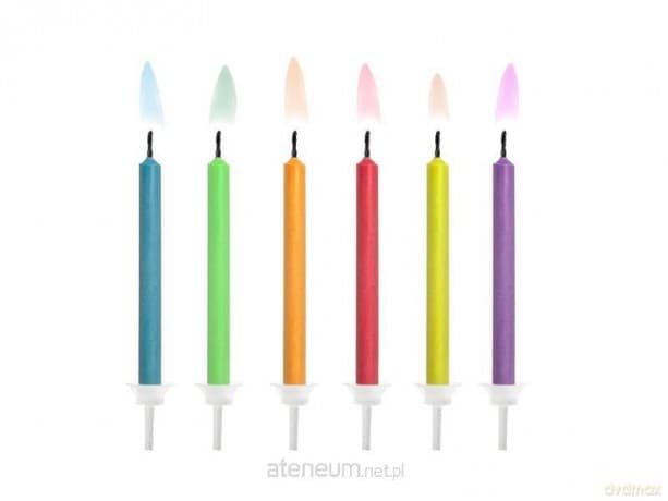 Świeczki urodzinowe kolorowe płomienie 6 szt
