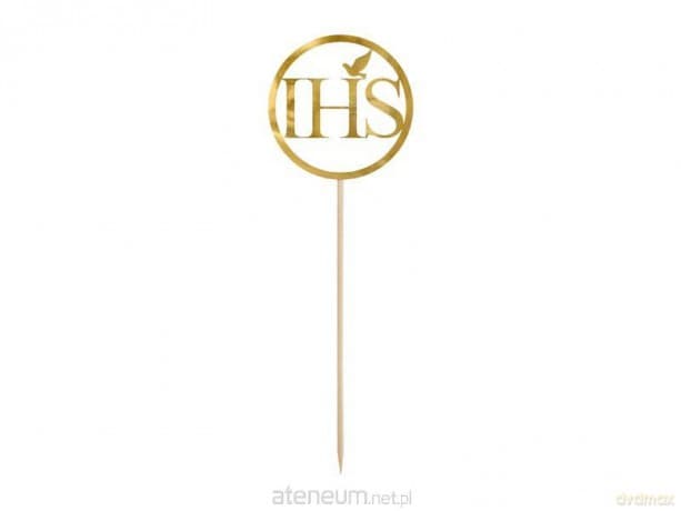 Topper na tort IHS złoty 22 cm