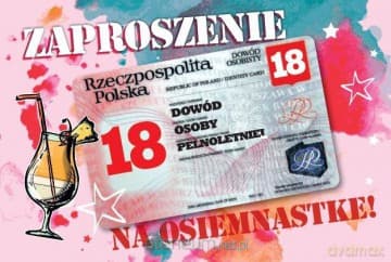 Zaproszenie Urodziny Osiemnastka ZA-101 (10 szt.)