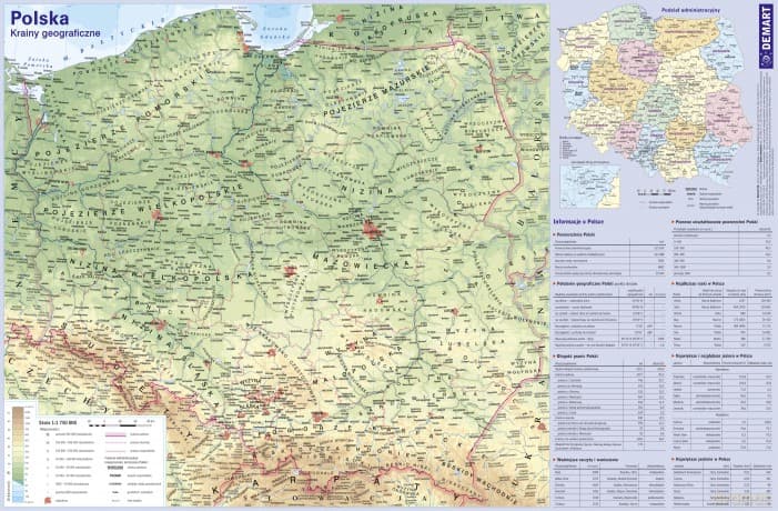 Podkładka na biurko mapa Polski fizyczna