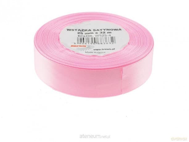 Wstążka satynowa jasna różowa 25mmx32m
