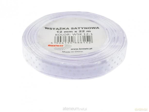 Wstążka satynowa w kropki biała 12mmx22m