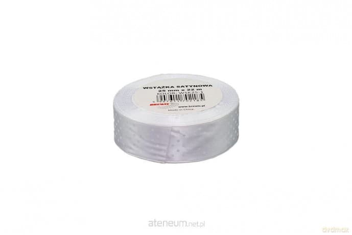 Wstążka satynowa w kropki biała 25mmx22m