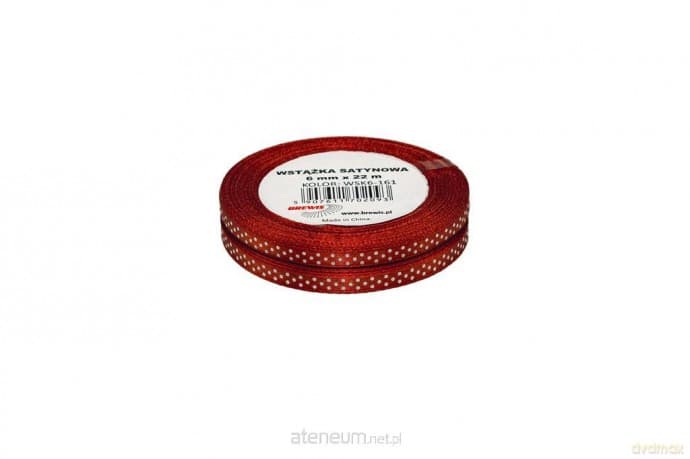 Wstążka satynowa w kropki czerwona 6mmx22m 2szt