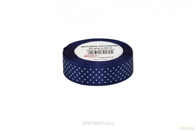 Wstążka satynowa w kropki granatowa 25mmx22m