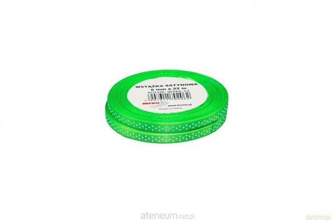 Wstążka satynowa w kropki jasna zielona 6mmx22m 2s