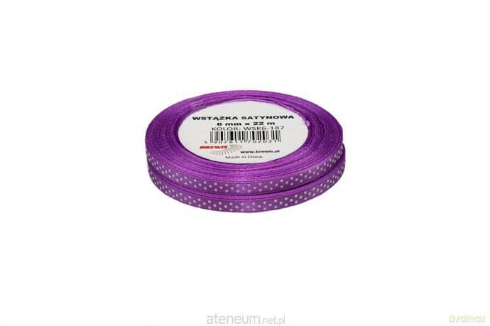 Wstążka satynowa w kropki lawendowa 6mmx22m 2szt