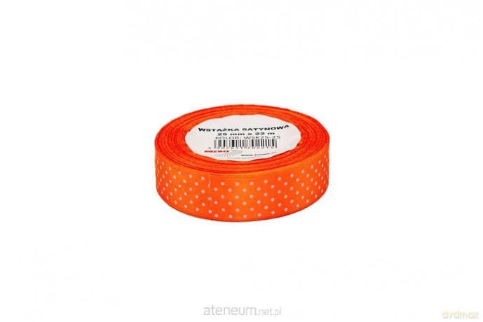 Wstążka satynowa w kropki pomarańczowa 25mmx22m