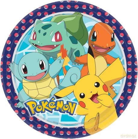 Talerzyki papierowe Pokemon okrągłe 23cm 8szt