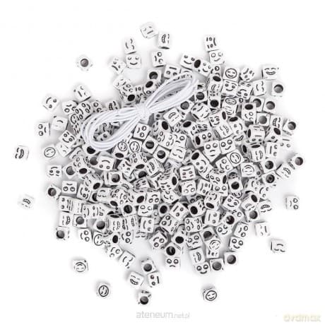 Koraliki cyferki czarne na białej bazie 40g