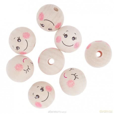 Koraliki drewniane kulki buźki 3cm 8 szt