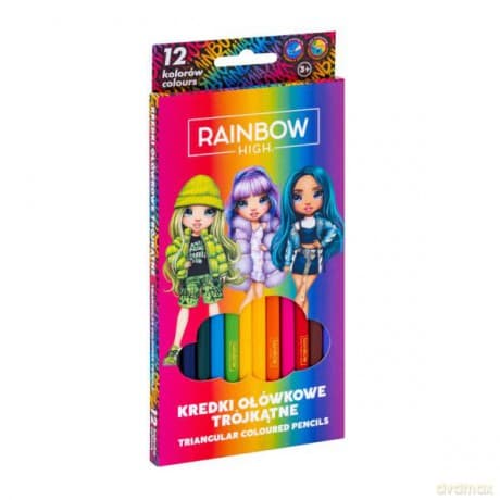 Kredki ołówkowe trójkątne Rainbow High 12 kolorów