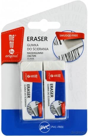 Gumka do mazania MemoBe biurowa biała 2 szt. blister