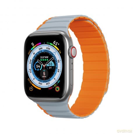 Magnetyczny pasek Apple Watch Ultra, SE, 8, 7, 6, 5, 4, 3, 2, 1 (49, 45, 44, 42 mm) Dux Ducis Strap (LD Version) - szaro-pomarańczowy