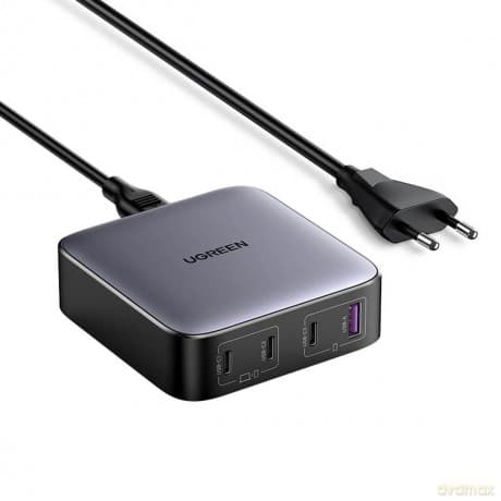 Ugreen Nexode szybka ładowarka sieciowa biurkowa GaN 3xUSB-C / 1xUSB-A 100W szara (CD328)