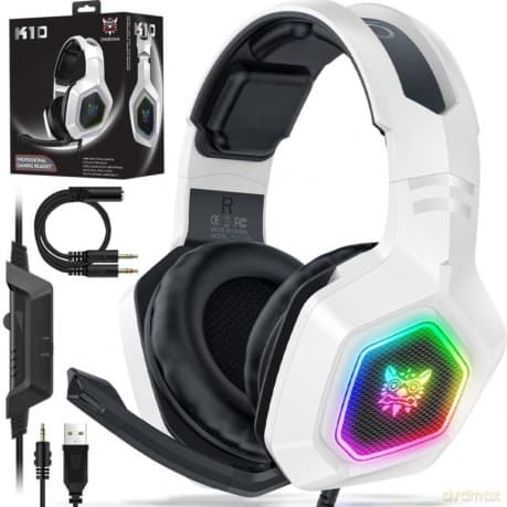 ONIKUMA K10 Słuchawki gamingowe nauszne RGB Biały
