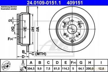 Tarcza hamulcowa ATE 24.0109-0151.1 Honda