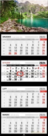 Kalendarz 2024 czterodzielny Morskie Oko