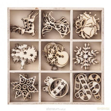 Kształty z drewna - święta 2 45szt