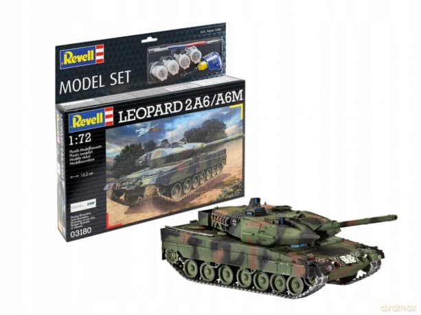 Czołg do sklejania 1:72 63180 Leopard 2A6/A6M + klej, 4 farbki, pędzelek Revell