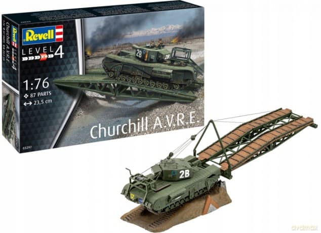 Czołg do sklejania 1:76 63297 Churchill A.V.R.E + klej, 3 farbki, pędzelek Revell