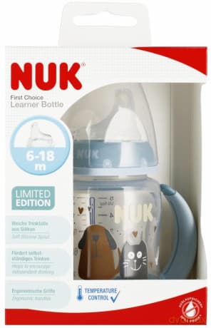 NUK MP Butelka 150 ml 6m+ z uchwytem First Choice niebieska 10215032