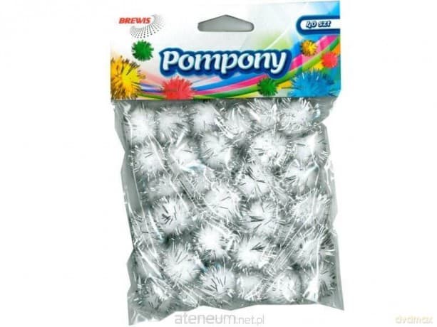 Pompony metaliczne srebrne 2cm