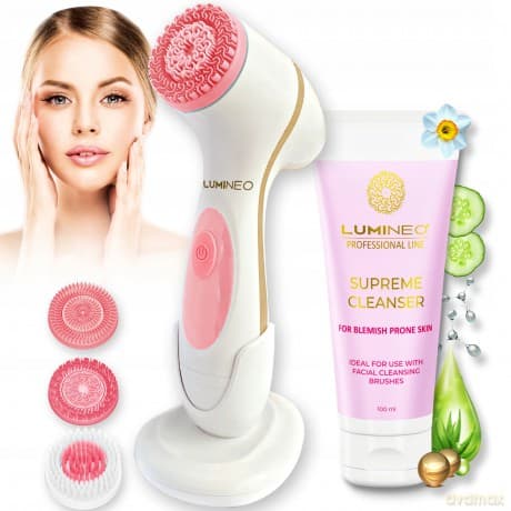 Szczoteczka do twarzy model 868 różowa + żel blemish 100 ml Lumineo