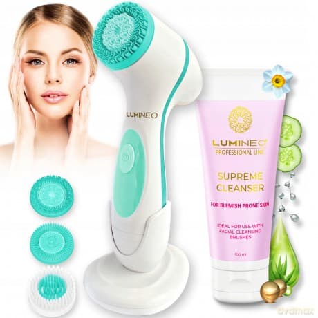 Szczoteczka do twarzy model 868 turkusowa + żel blemish 100 ml Lumineo