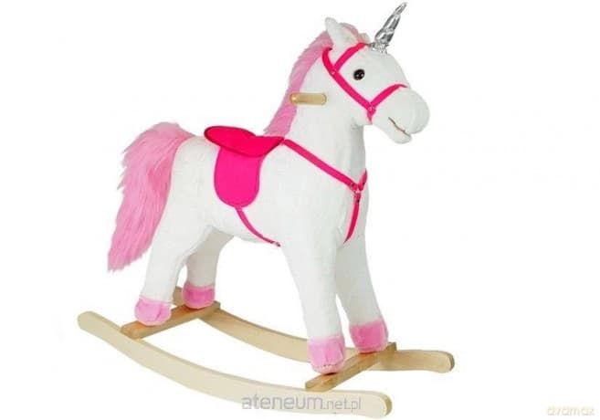Jednorożec na biegunach biały dźwięk ruchomy 74cm