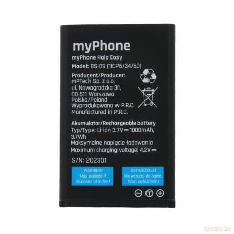 Bateria do myPhone Halo Easy 1000mAh
