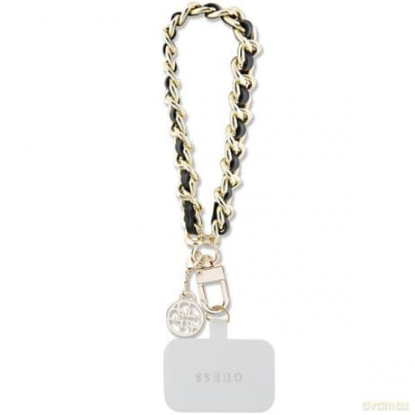 Guess pasek GUOUCHSAMC4K czarny HDSP PU Saffiano Chain Strap 4G Charm