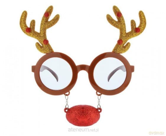Okulary Renifer z nosem i rogami